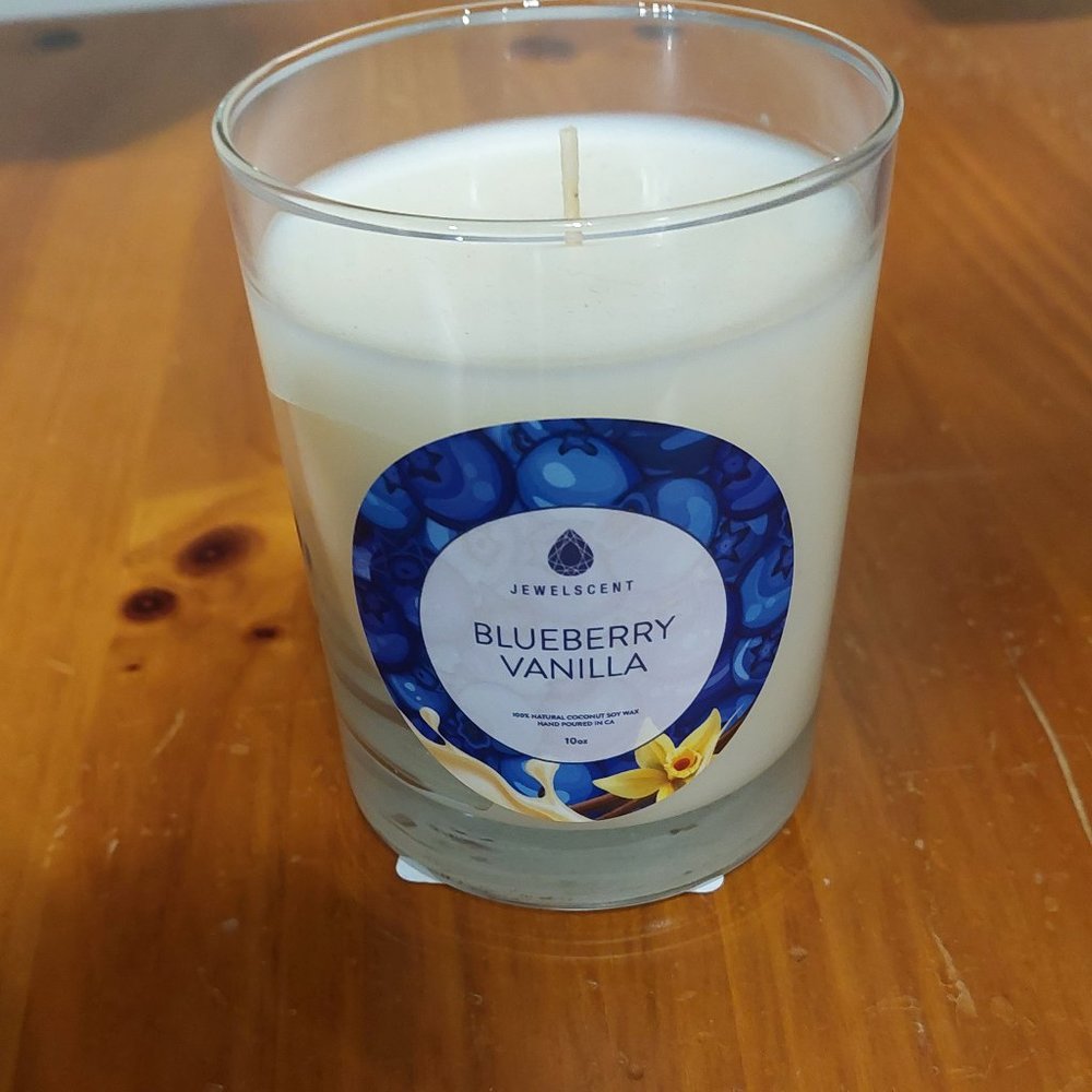 Jewel Scent 10oz Blueberry Vanilla Candle with Surprise Ring Size 8